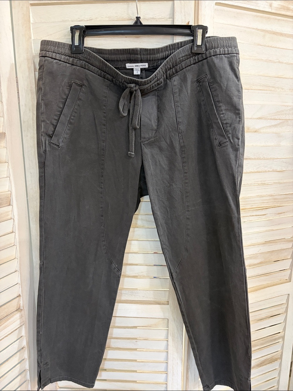 James Perse Charcoal Drawstring Waist Casual Pants